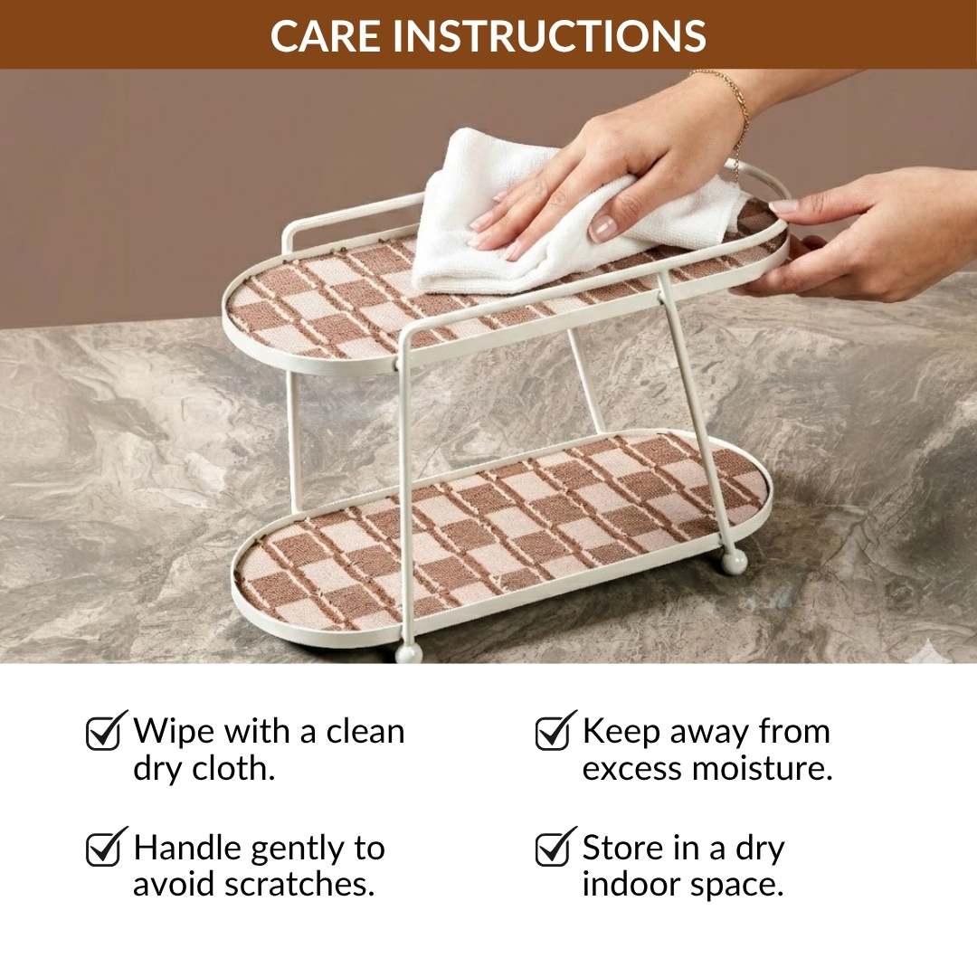 2 Tier Vanity Storage Display Tray White Brown - Image 7