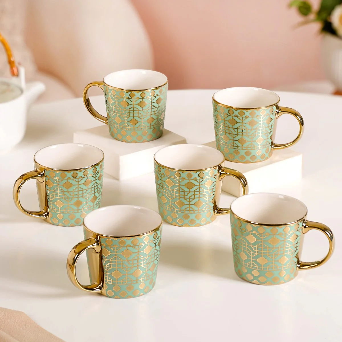 Emirati Gold Tea Cup Set of 6 Green 280ml