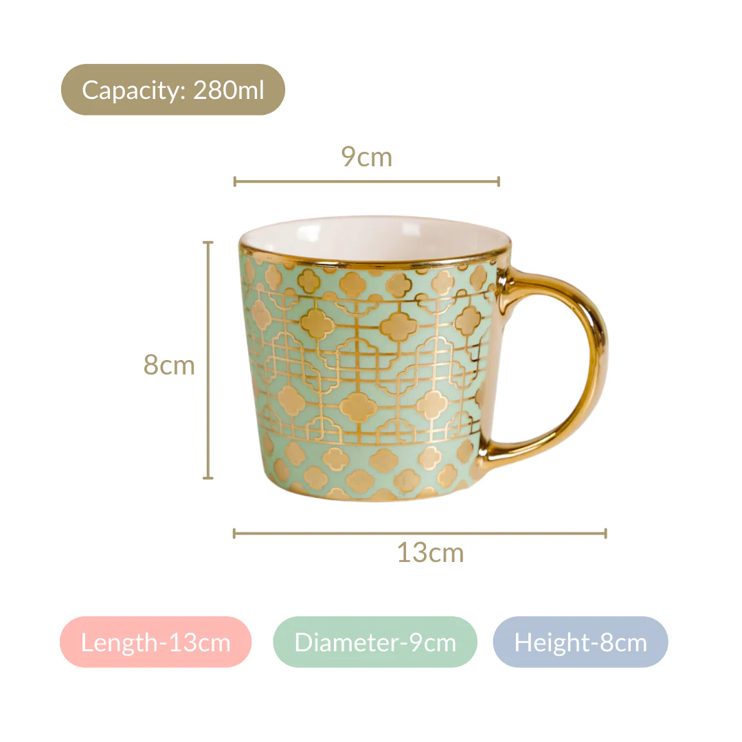 Emirati Gold Tea Cup Set of 6 Green 280ml - Image 6