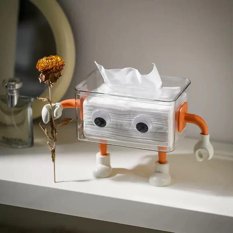 3D Cartoon Robot Tissue Box Orange - Image 10