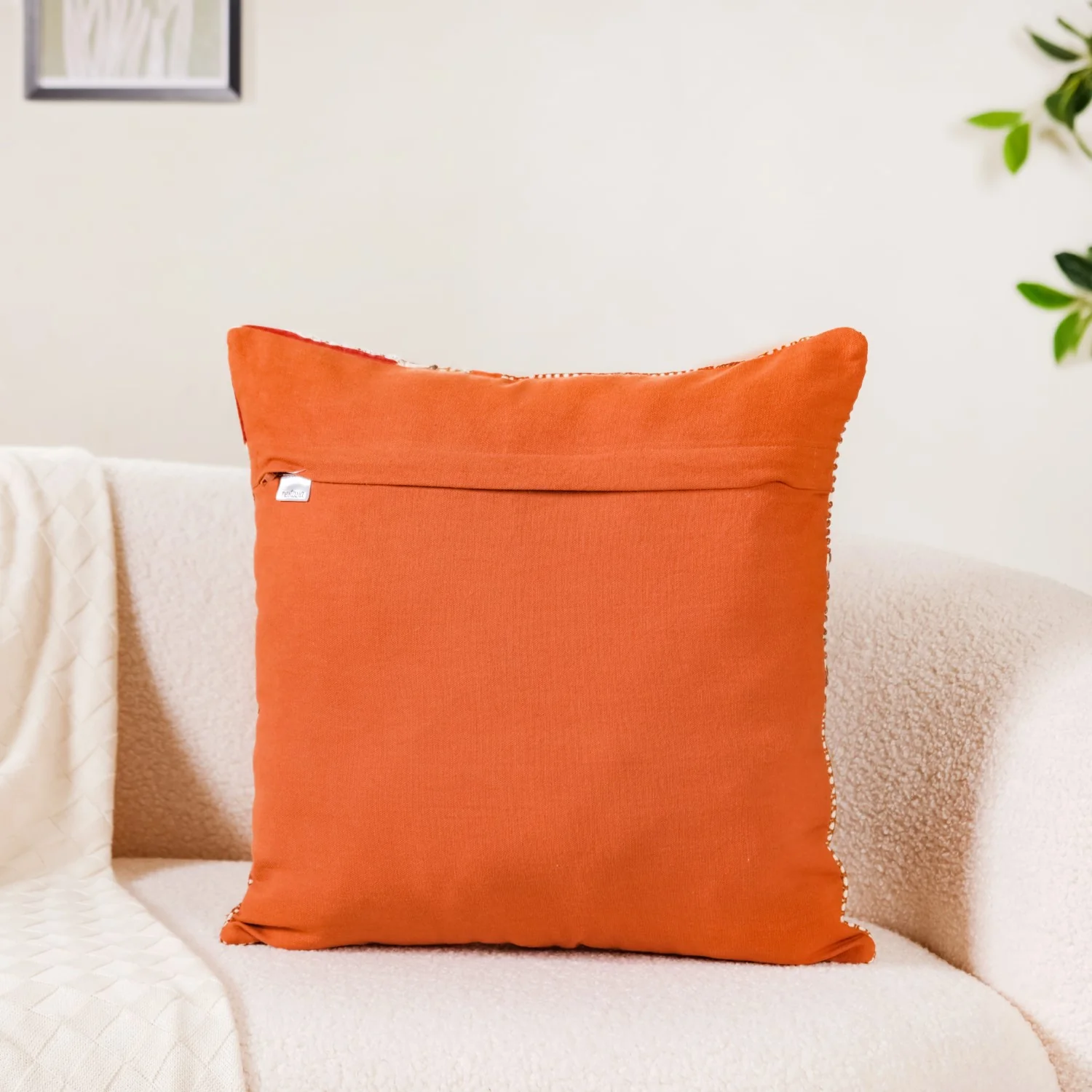 Aari Embroidered Cotton Cushion Cover 16x16 Inch - Image 7