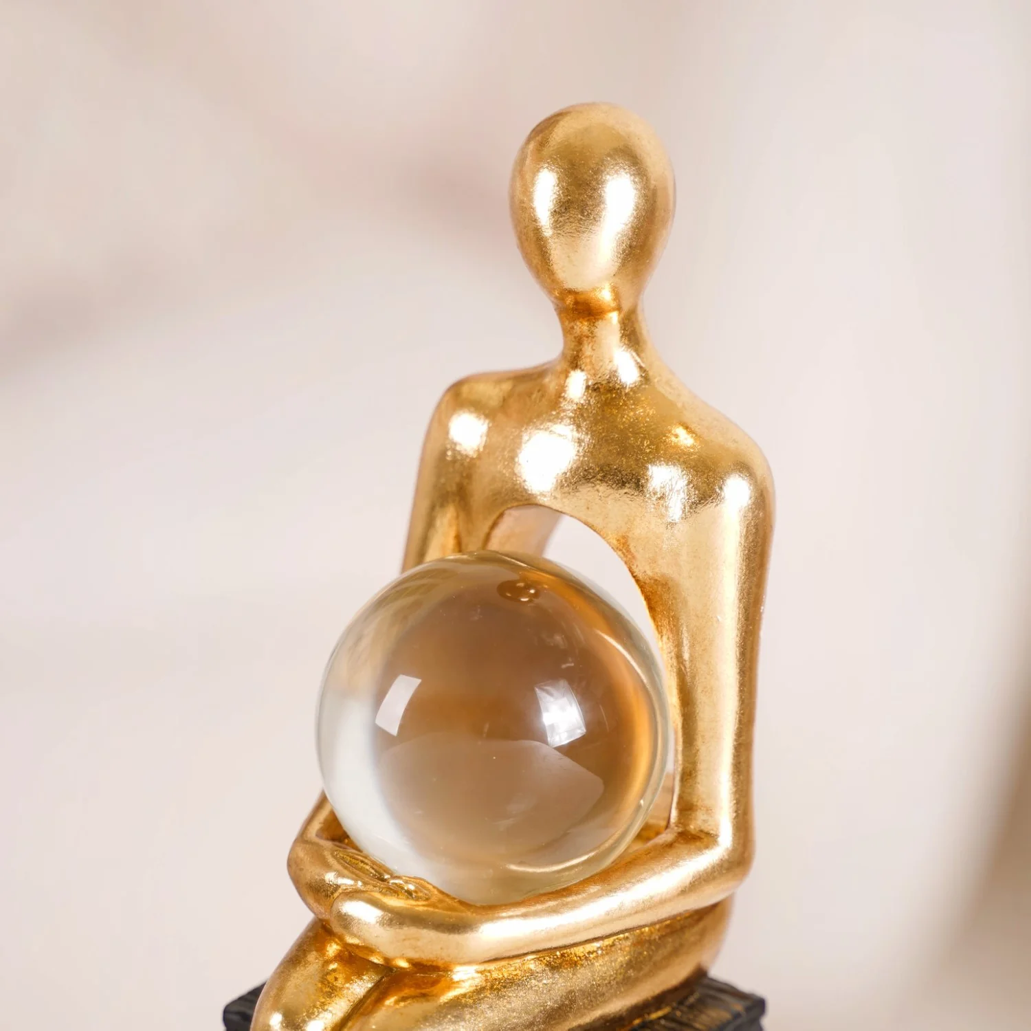 Abstract Gold Sitting Figurine With Crystal Ball - Image 7