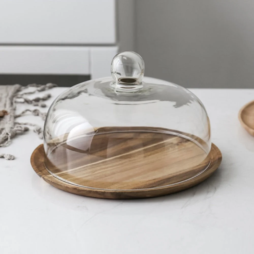Acacia Wood Cake Stand With Dome 10 inch - Image 8
