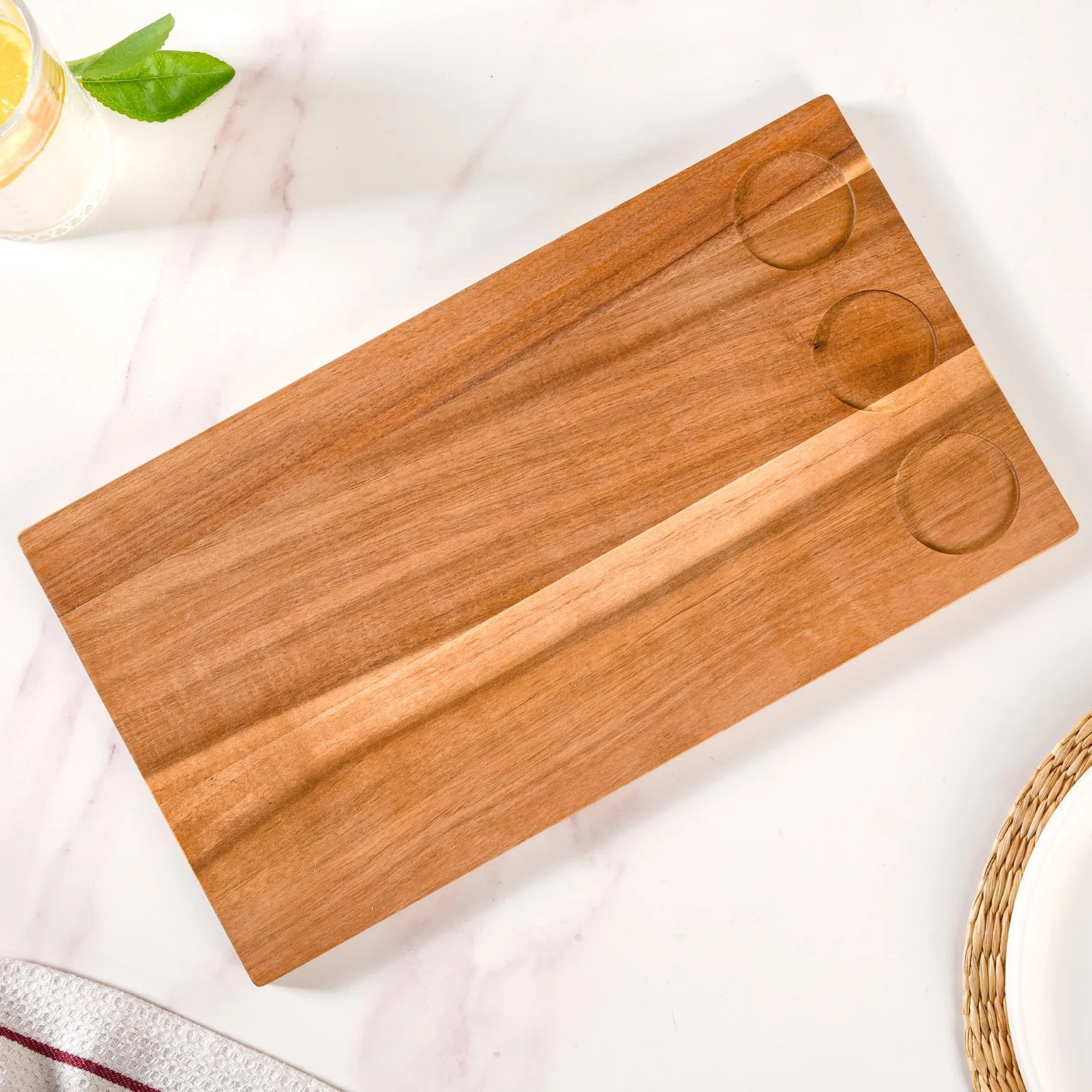 Acacia Wood Cheeseboard With Set Of 3 Small Bowls 50ml - Image 9