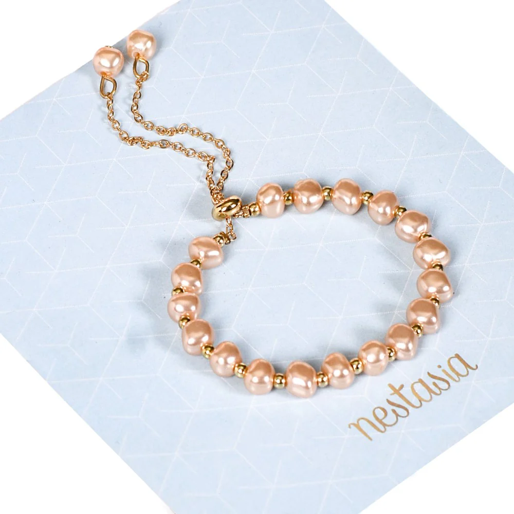 Adjustable Peach Pearl Bracelet For Women - Image 4