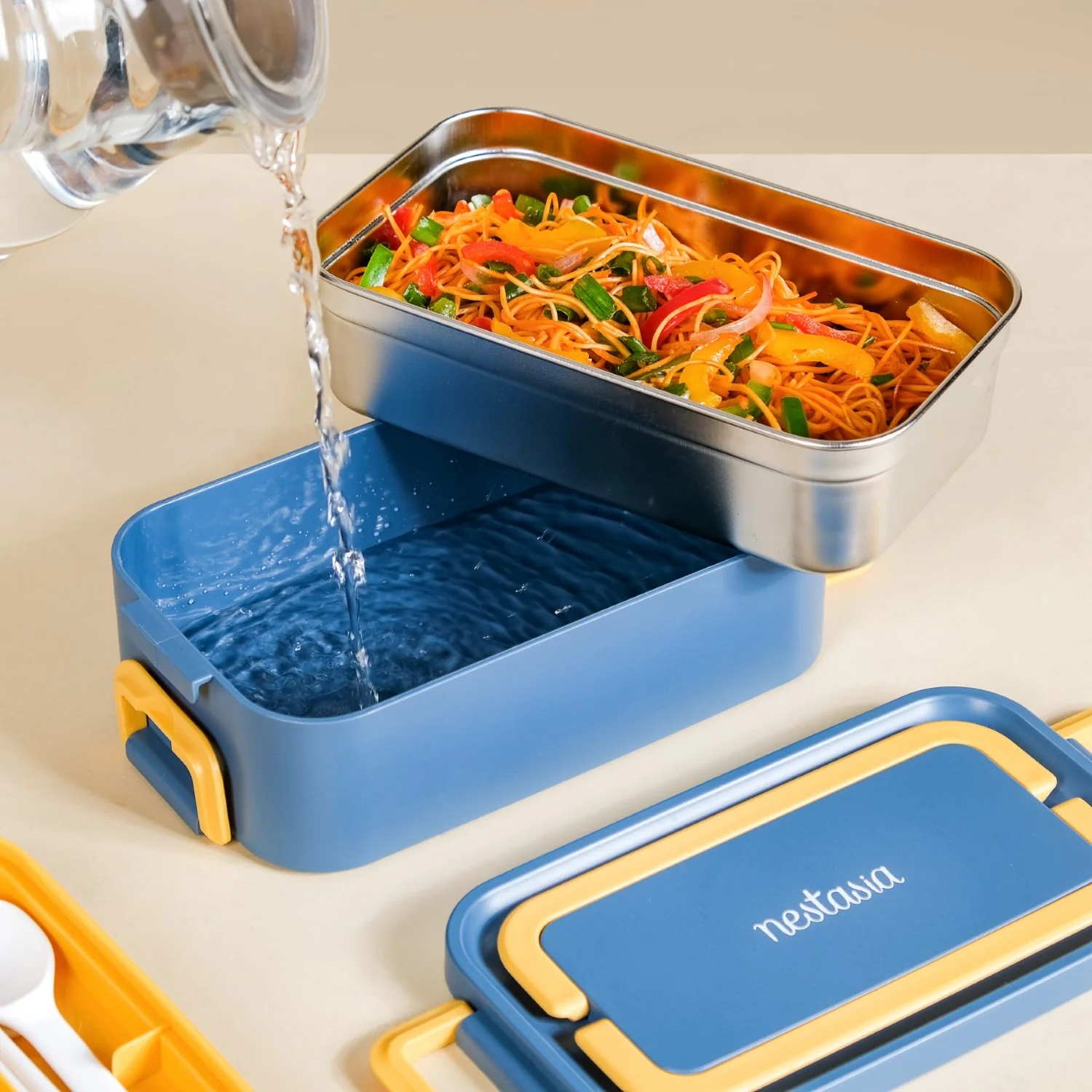 Airtight Multi Compartment Bento Lunch Box Teal 2000ml - Image 11