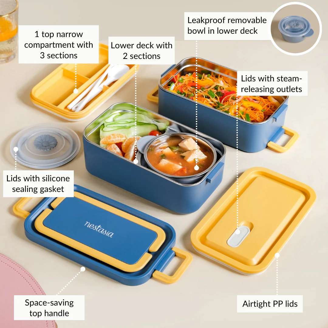 Airtight Multi Compartment Bento Lunch Box Teal 2000ml - Image 4