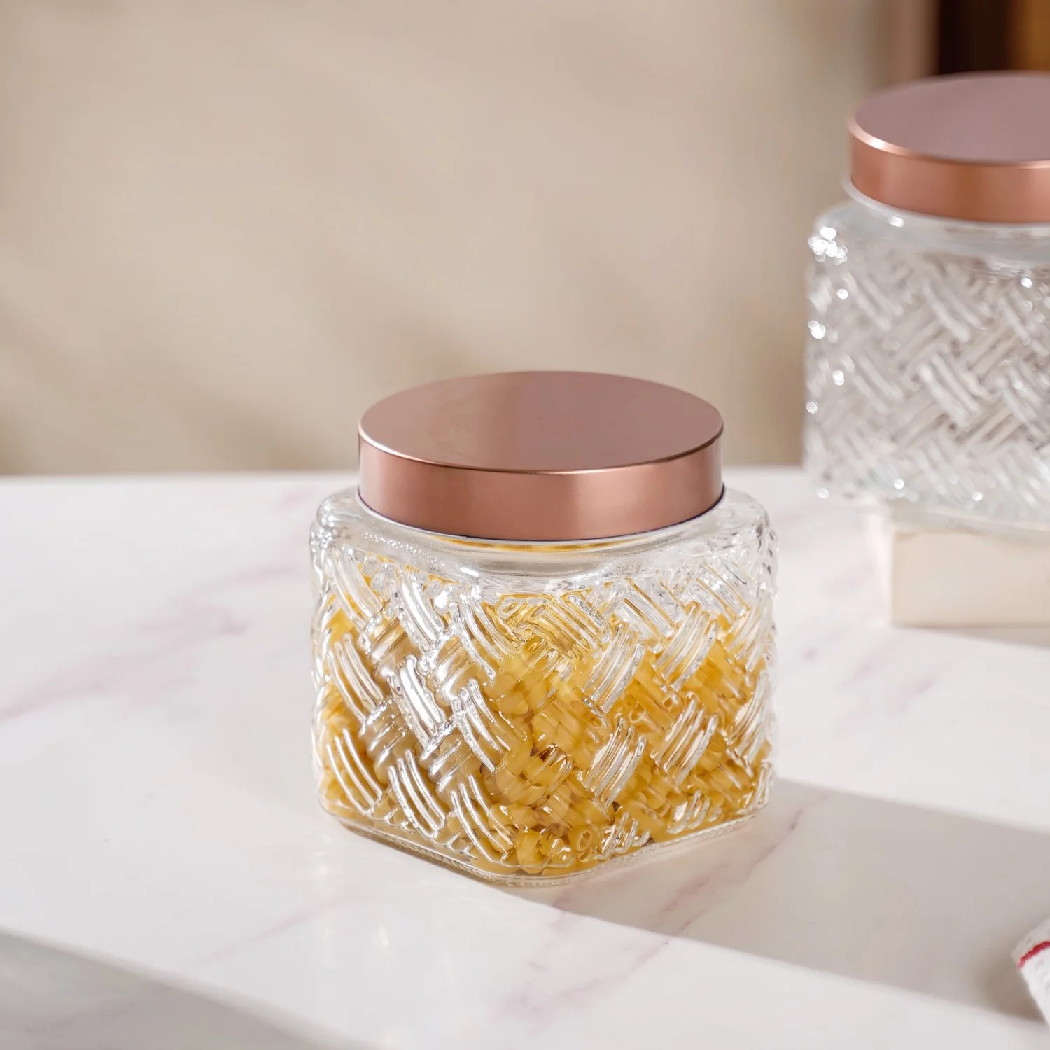 Airtight Storage Jars Set Of 4 Basket Weave 1200ml - Image 3