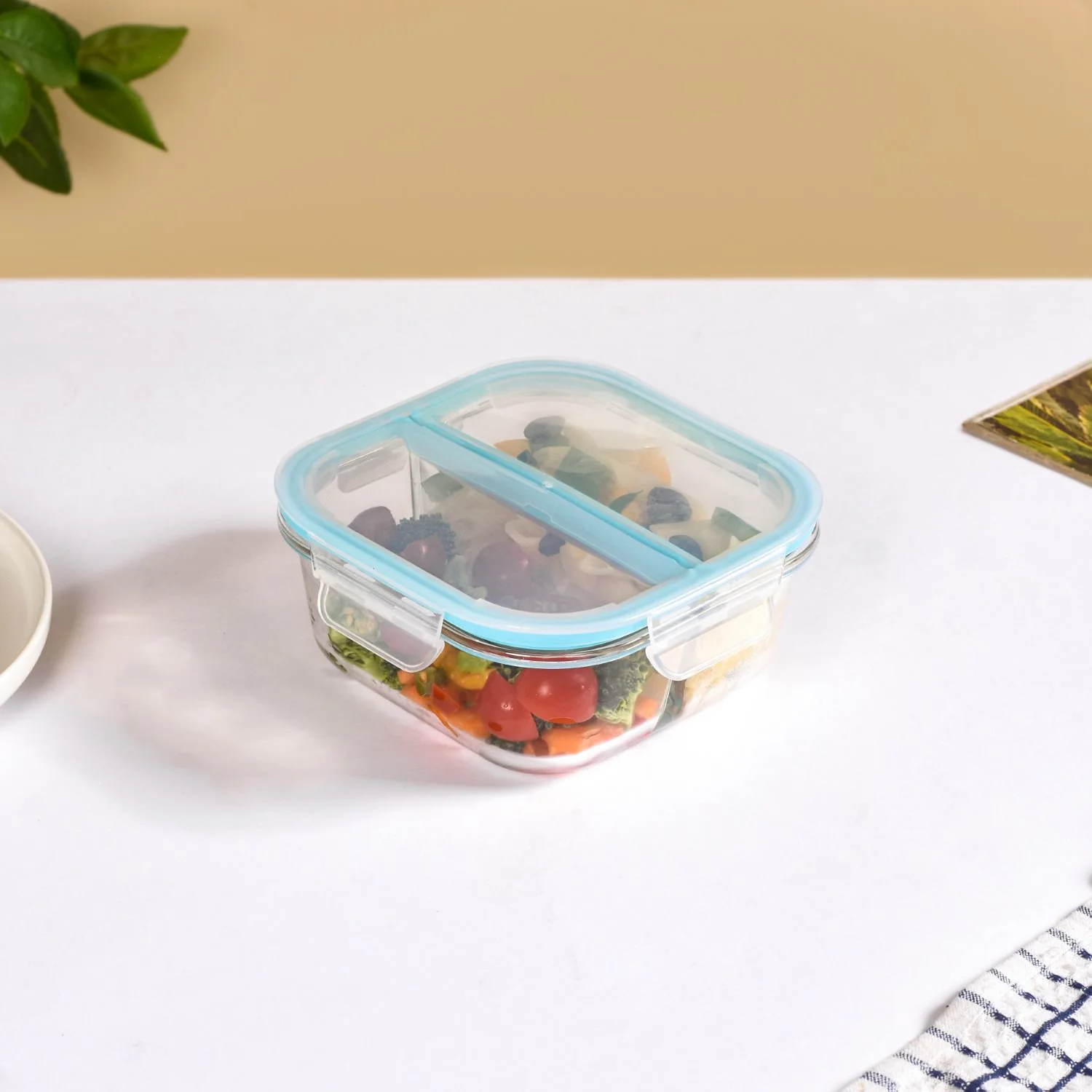Airtight Two Section Sealed Glass Lunch Box 750ml - Image 9
