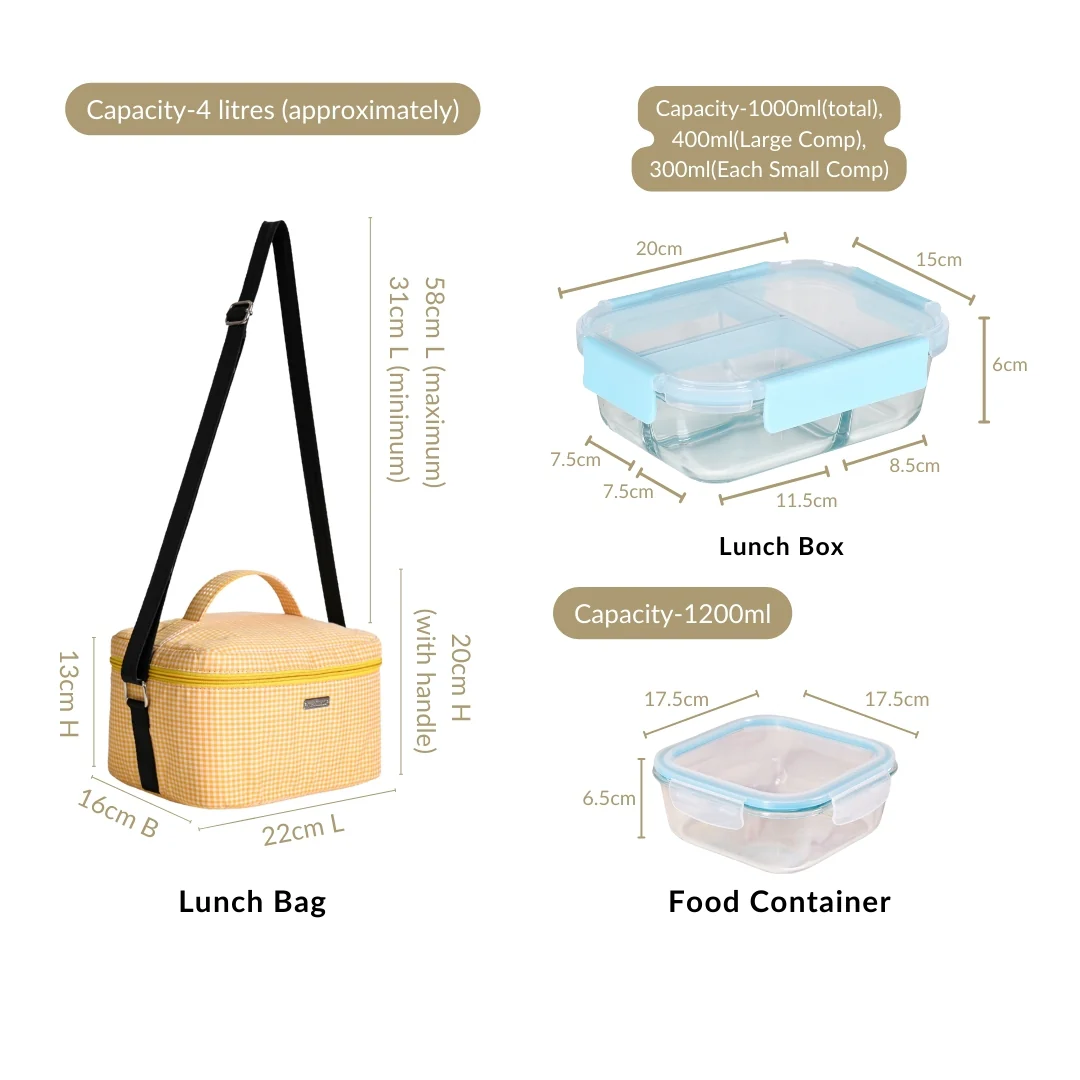 All Fresh Glass Tiffin And Insulated Bag Set Of 4 - Image 5