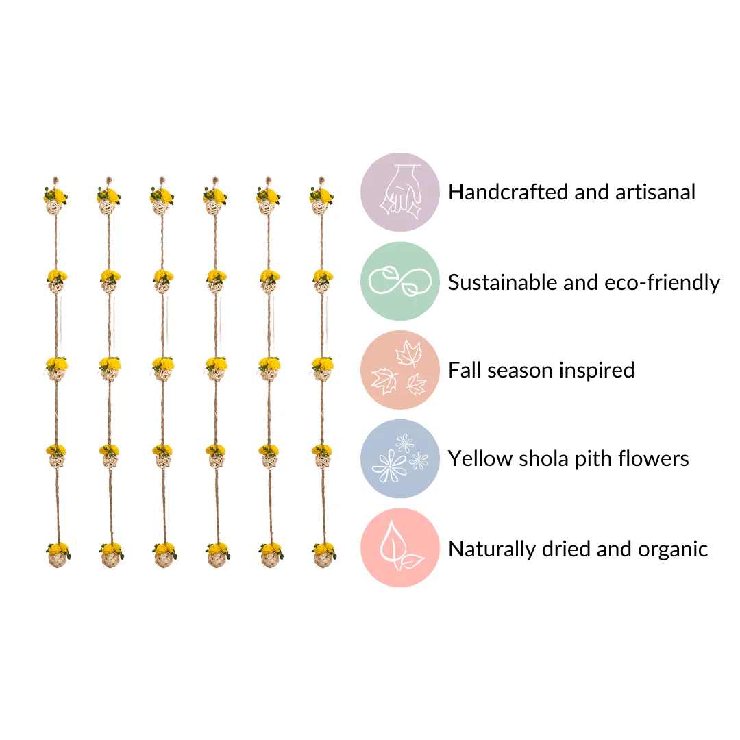 All Natural Decorative Flower Wall Hanging Set Of 6 - Image 6