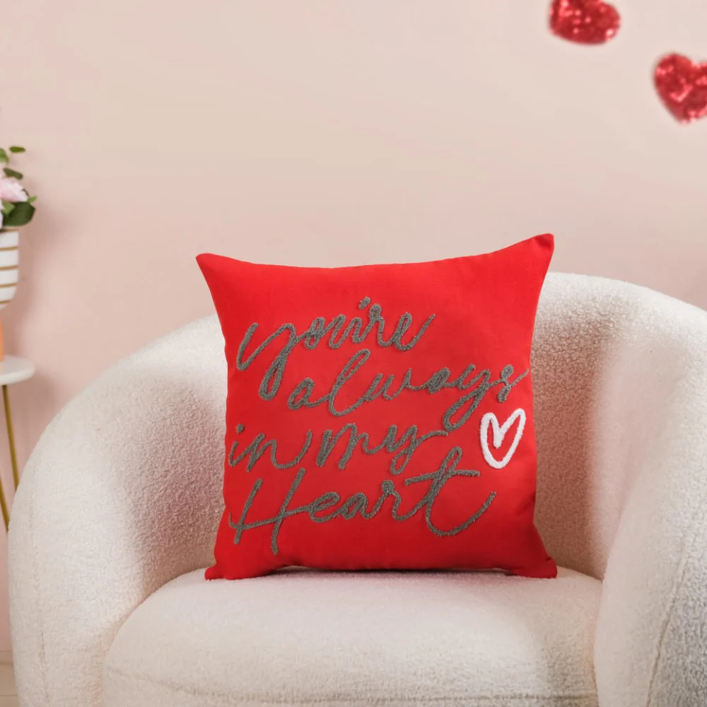 Always In My Heart Cushion Cover Set Of 2 Red White 16x16 Inch - Image 6
