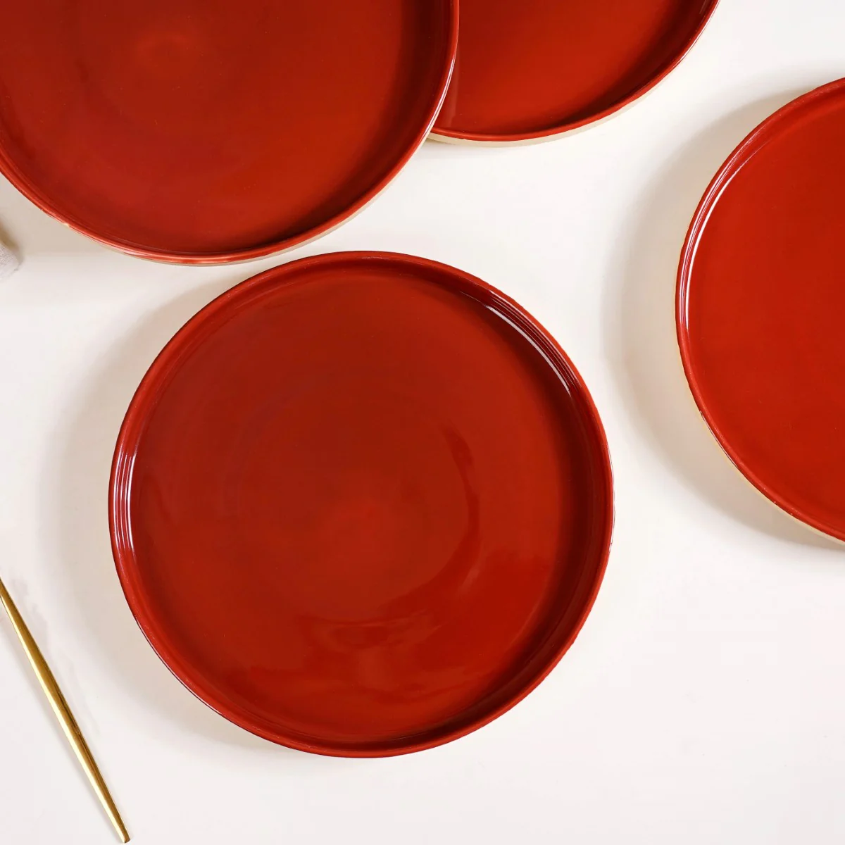 Amber Ceramic Clay Dinner Plates Set Of 4 9 Inch - Image 9