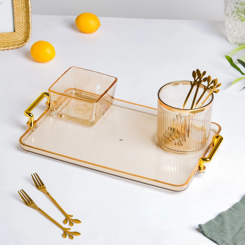 Amber Glassware Set of Bowls Spoons Tumbler - Image 9