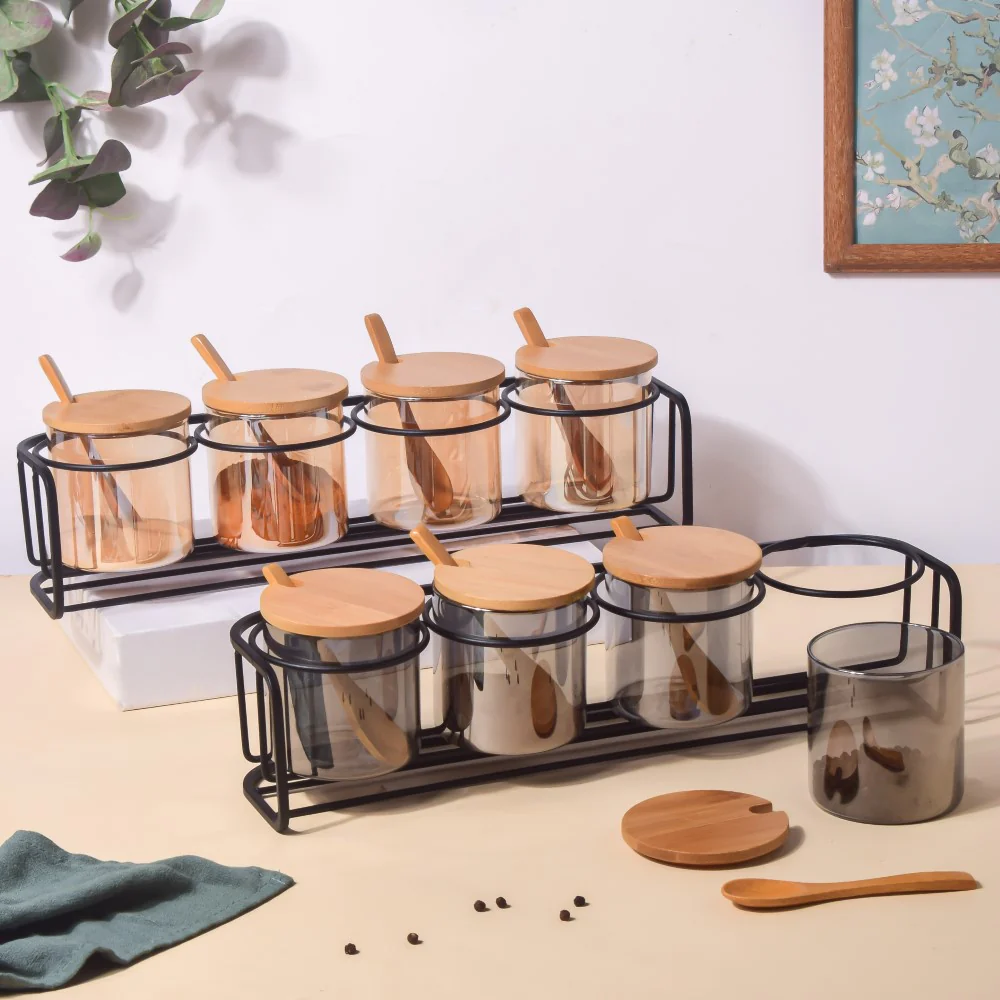 Amber Jars With Lid And Spoon Set Of 9 300ml - Image 11