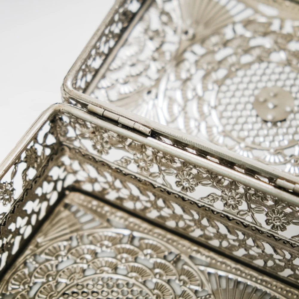 Antique Metal Gift Box Silver Set Of 2 - Image 18