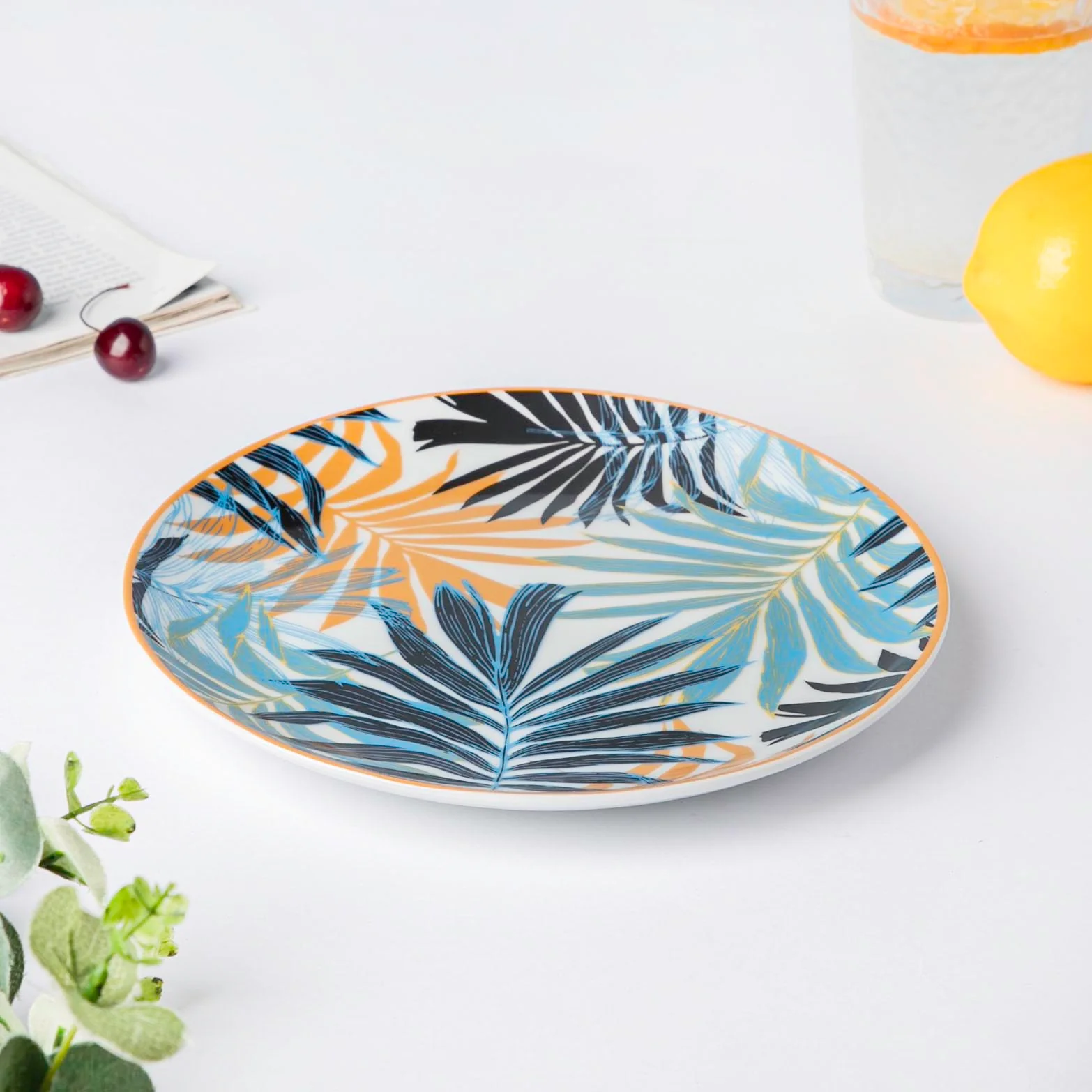 Areca Decal Ceramic Snack Plate 8 Inch - Image 3
