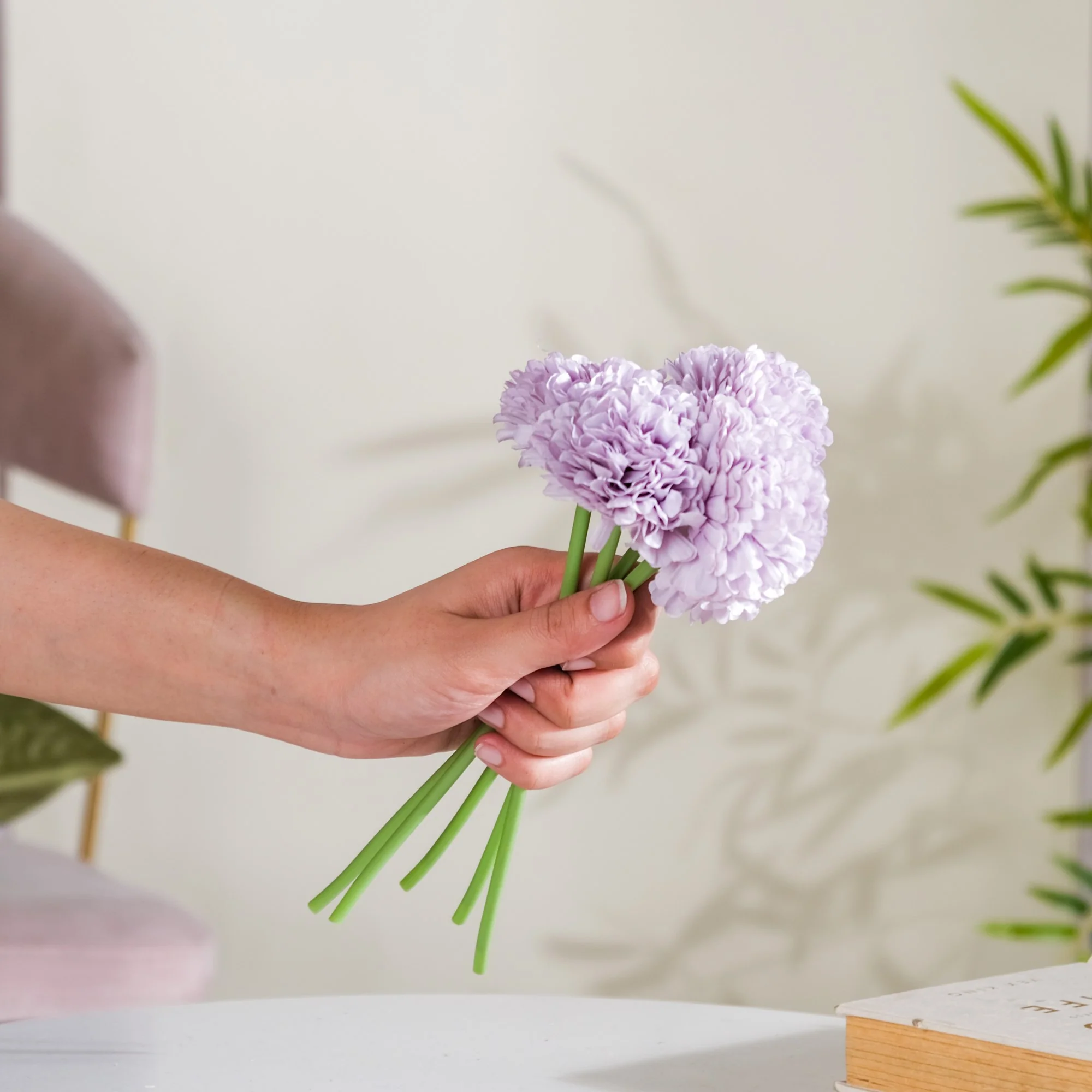 Artificial Flower Chrysanthemum Purple Set Of 5 - Image 3