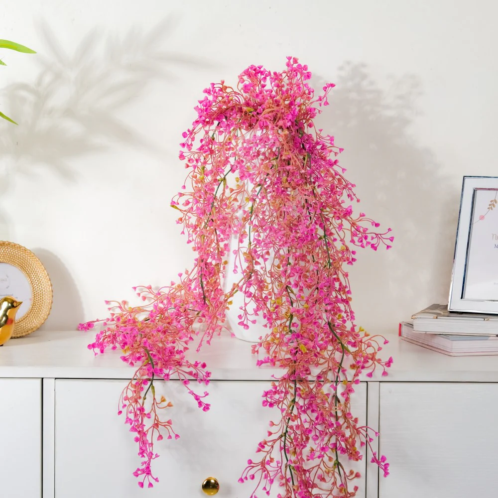 Artificial Hanging Willow Flowers Bunch Pink - Image 3