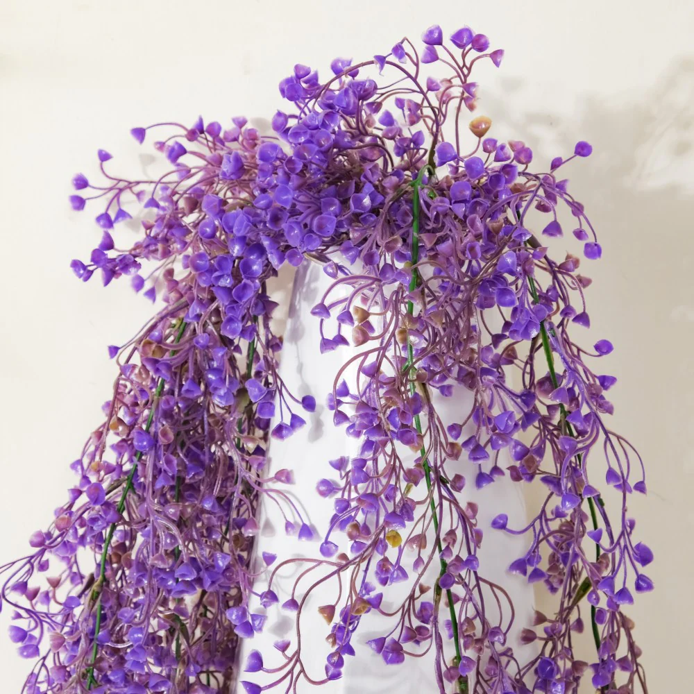 Artificial Hanging Willow Flowers Bunch Purple - Image 5