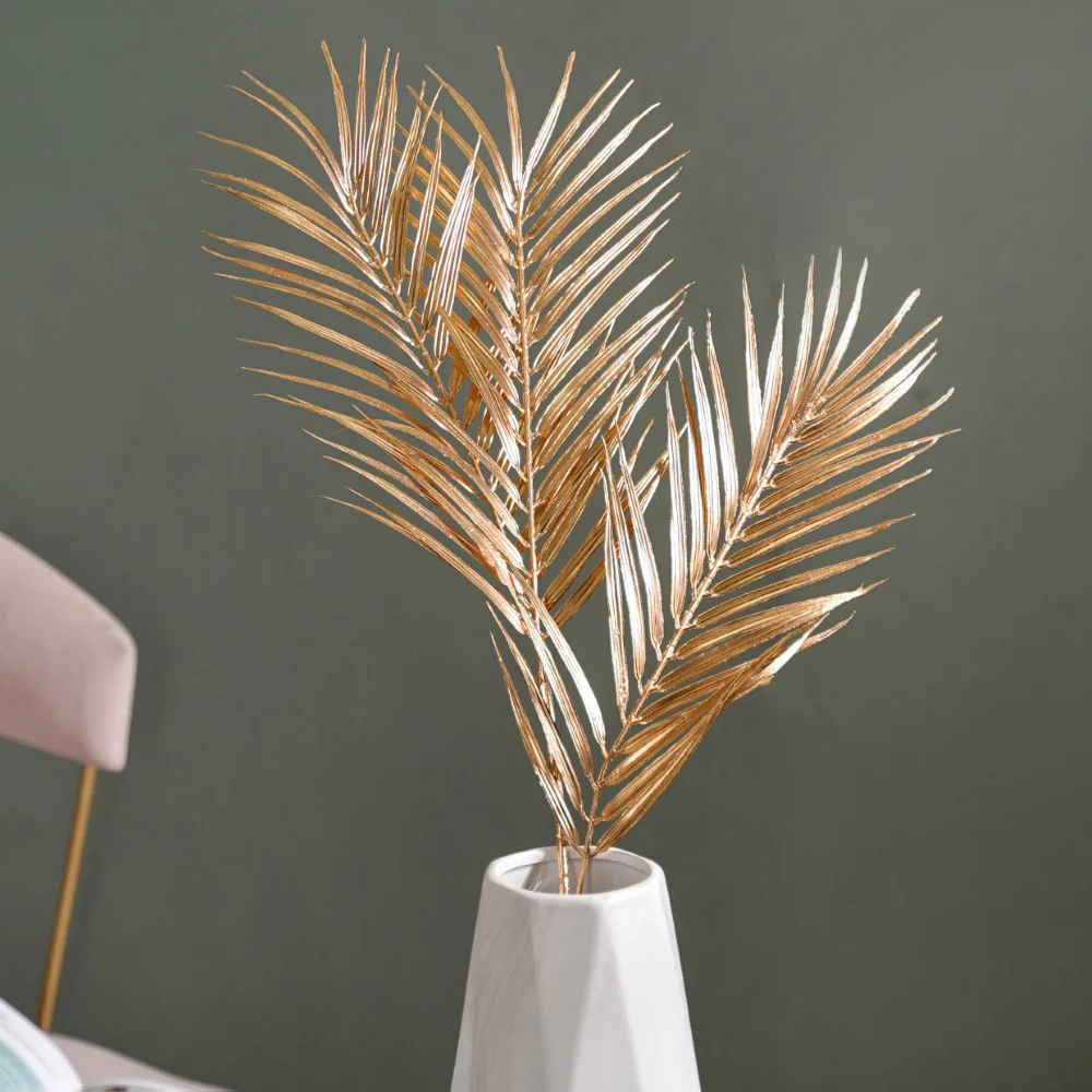 Artificial Palm Leaf Stem Gold Set Of 4 - Image 3