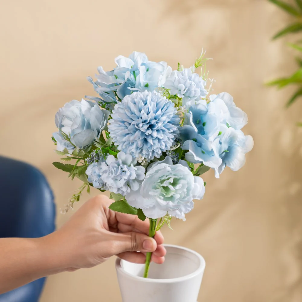 Artificial Flower Bunch Peony Blue - Image 4