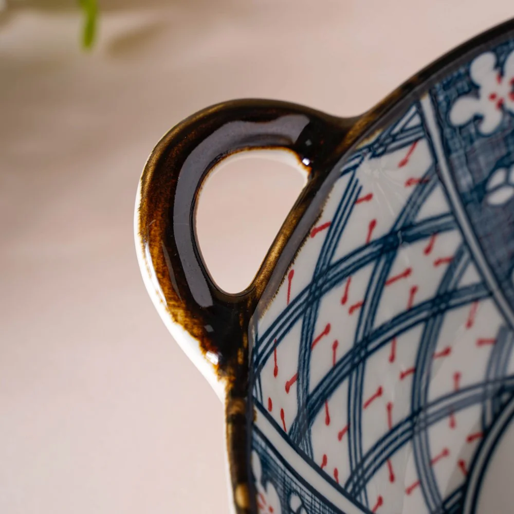 Asagao Patterned Serving Bowl With Handles 9 Inch 500 ml - Image 10