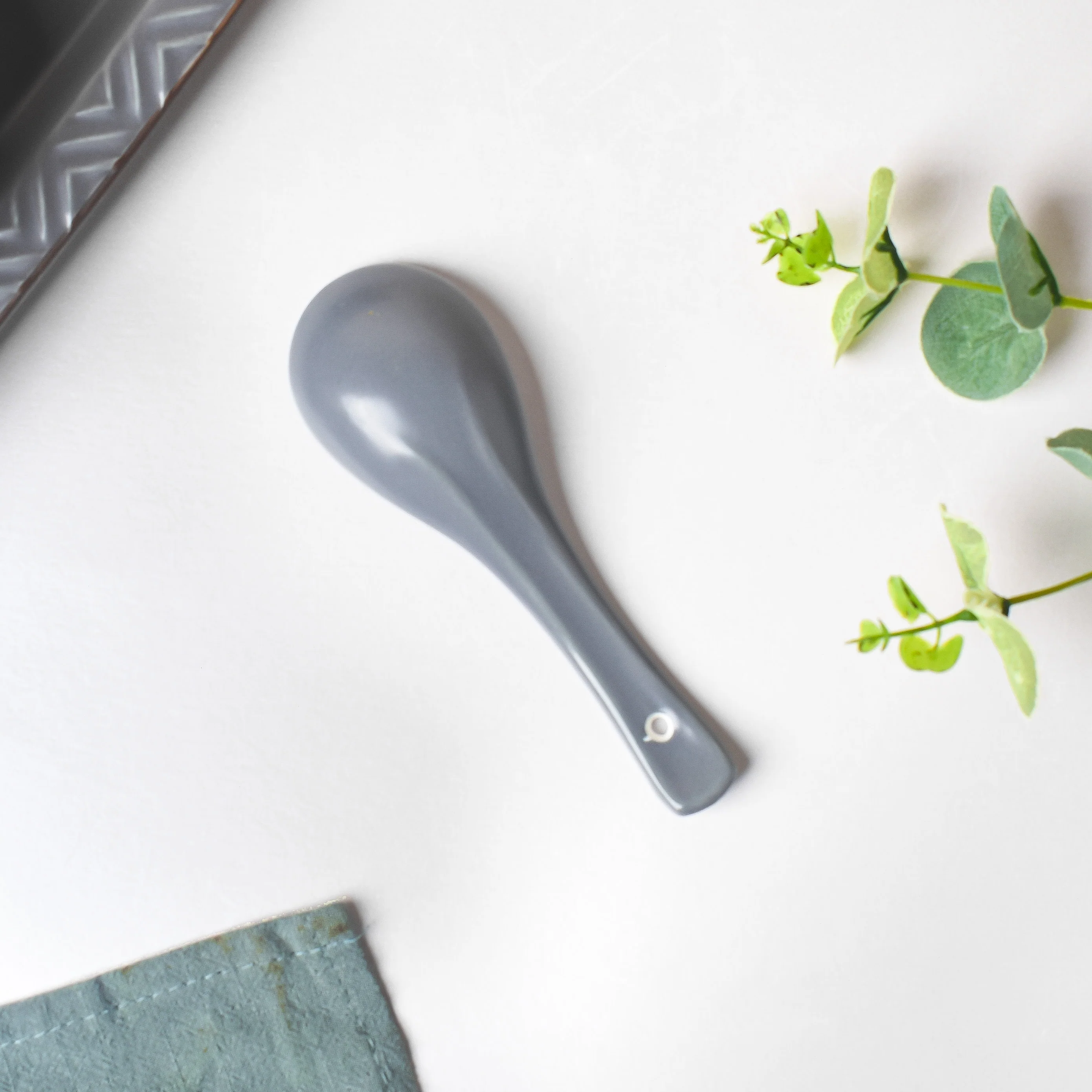 Asphalt Grey Ceramic Soup Spoon - Image 5