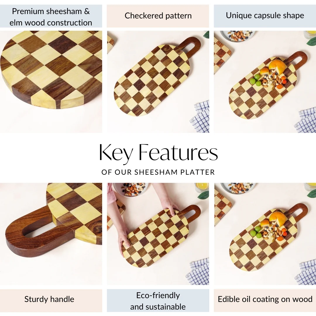 Atelier Serve And Slice Checkered Capsule Cheese Board 47x20cm - Image 5