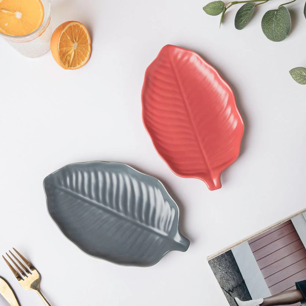 Autumn Pink Leaf Snack Plate 12 Inch - Image 6