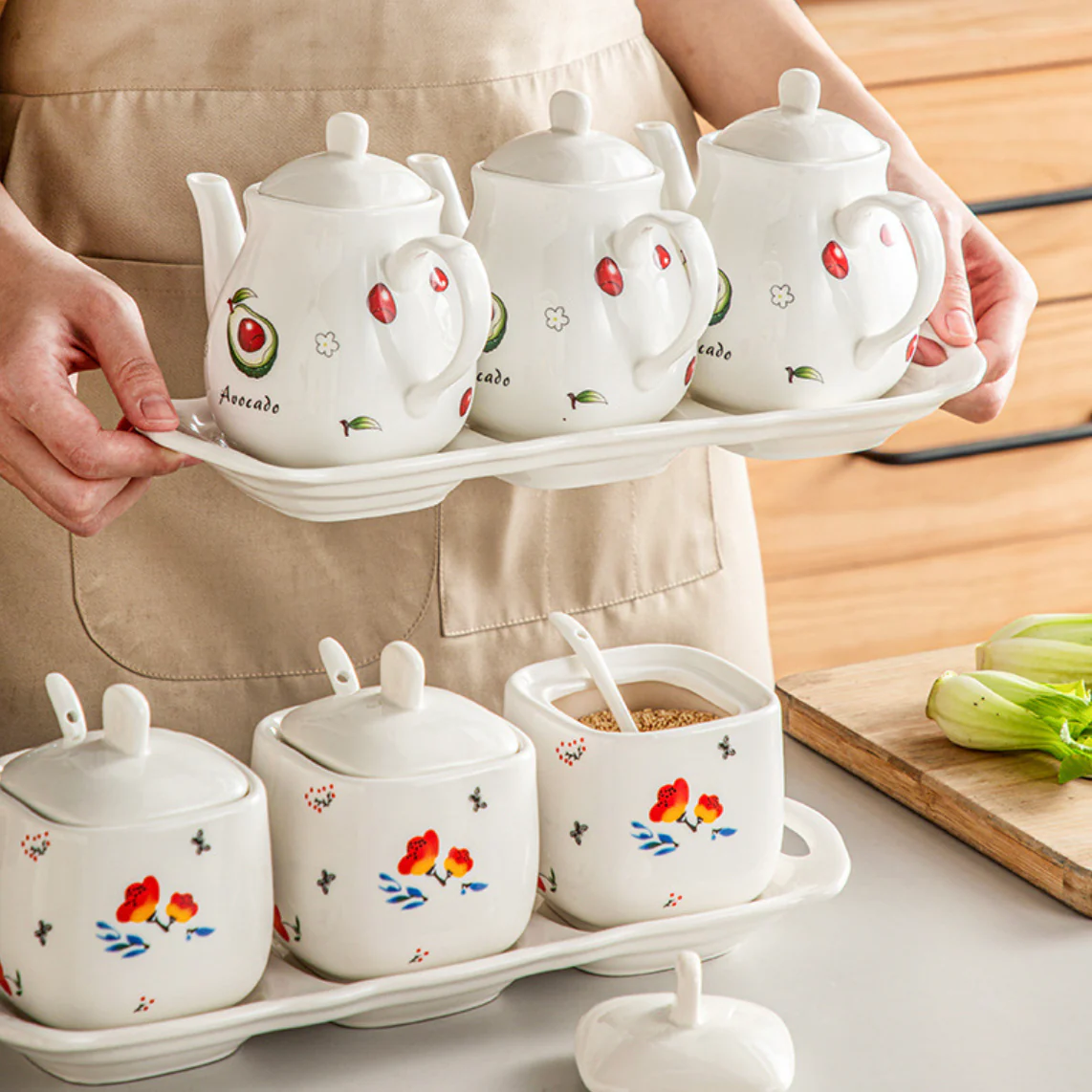 Avocado Condiment Kettle Set Of 3 - Image 3