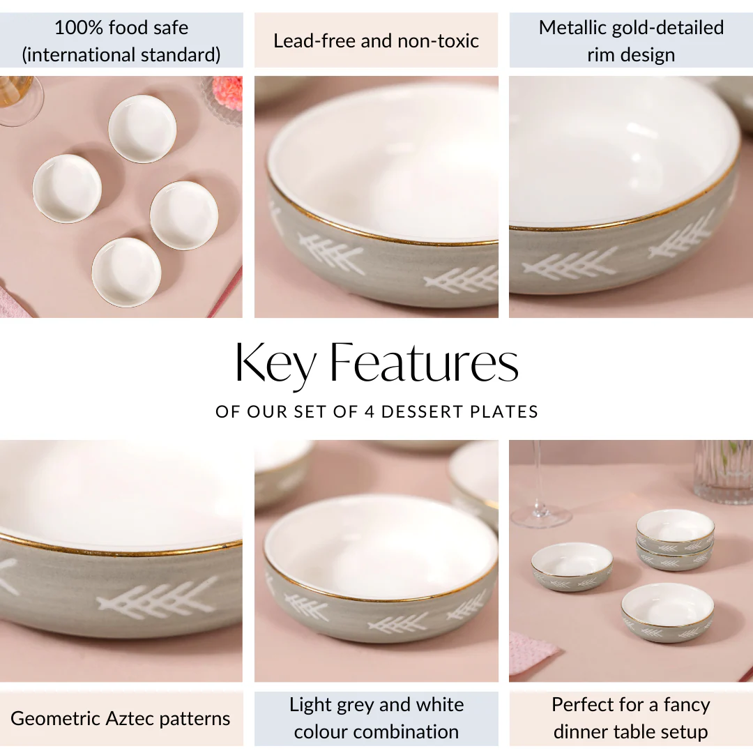 Azo Grey Dessert Plate Set Of 4 - Image 5