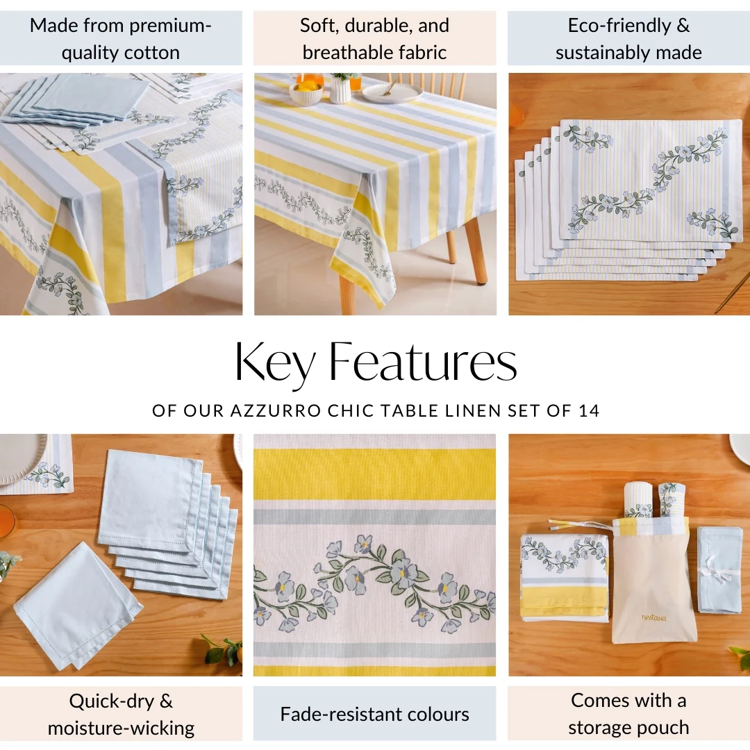 Azzuro Table Cover Placemat Runner and Napkin Set - Image 5