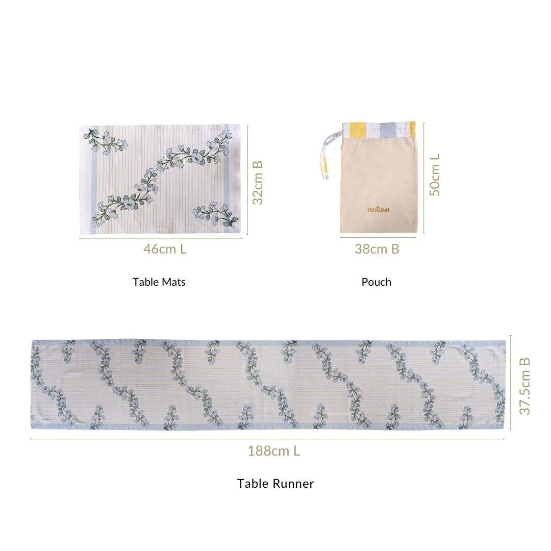 Azzurro Minimal Linen Set with Table Mats and Runner - Image 4