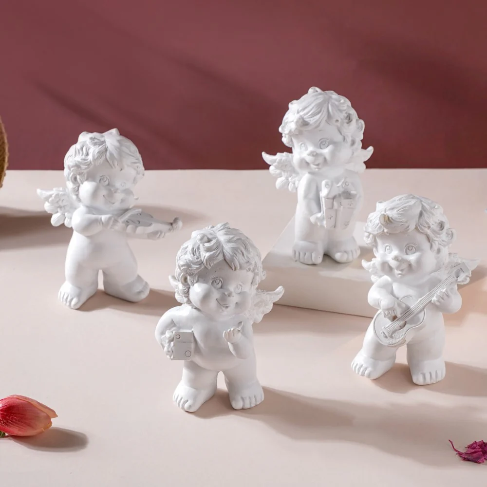 Baby Angel Resin Showpiece White Set Of 4 - Image 8