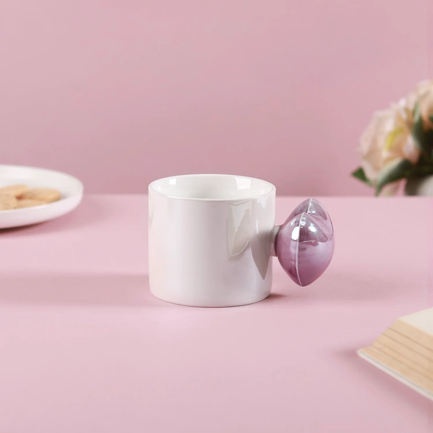 Balloon Heart Ceramic Coffee Mug Purple Set Of 2 330ml - Image 6