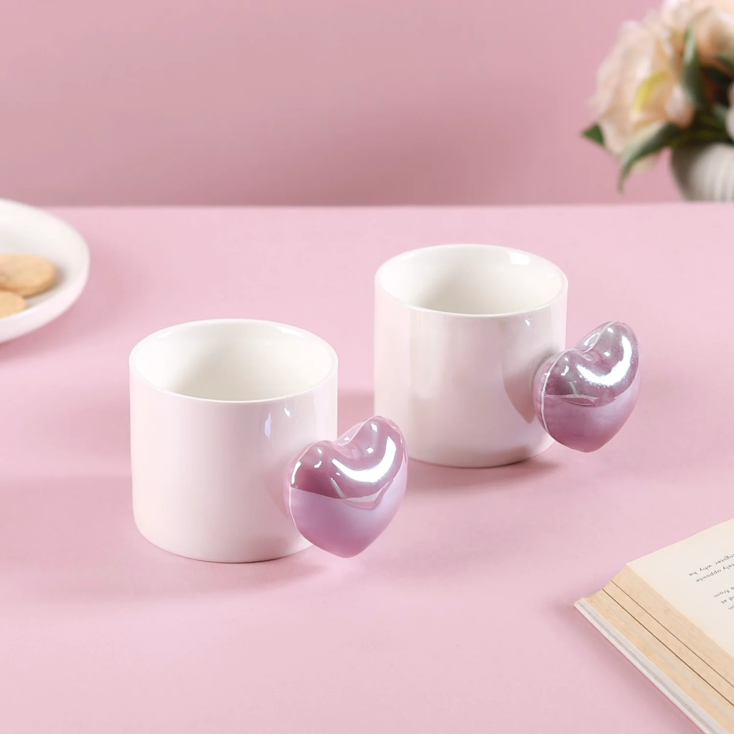 Balloon Heart Ceramic Coffee Mug Purple Set Of 2 330ml - Image 9