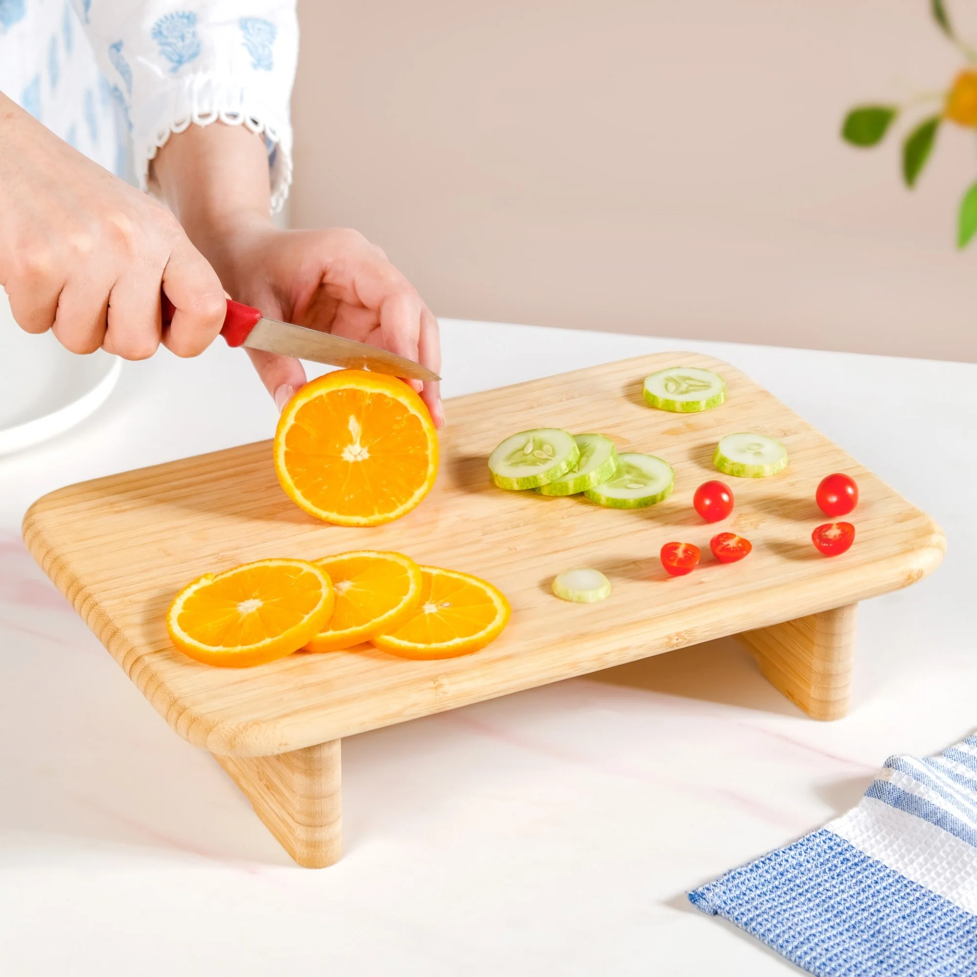 Bamboo Pedestal Serving Platter 13 Inch - Image 7