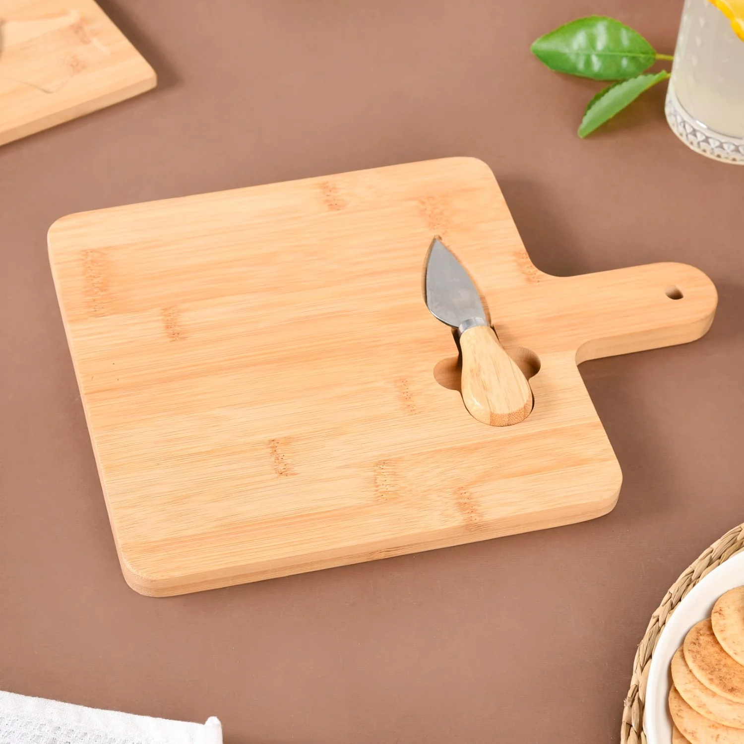 Bamboo Wood Cheese Platter With Parmesan Knife - Image 3