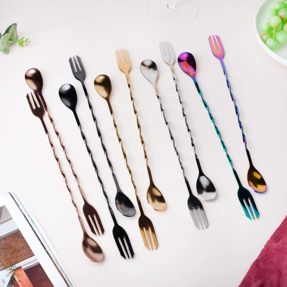Bar Spoon With Fork Gold Set of 2 - Image 7