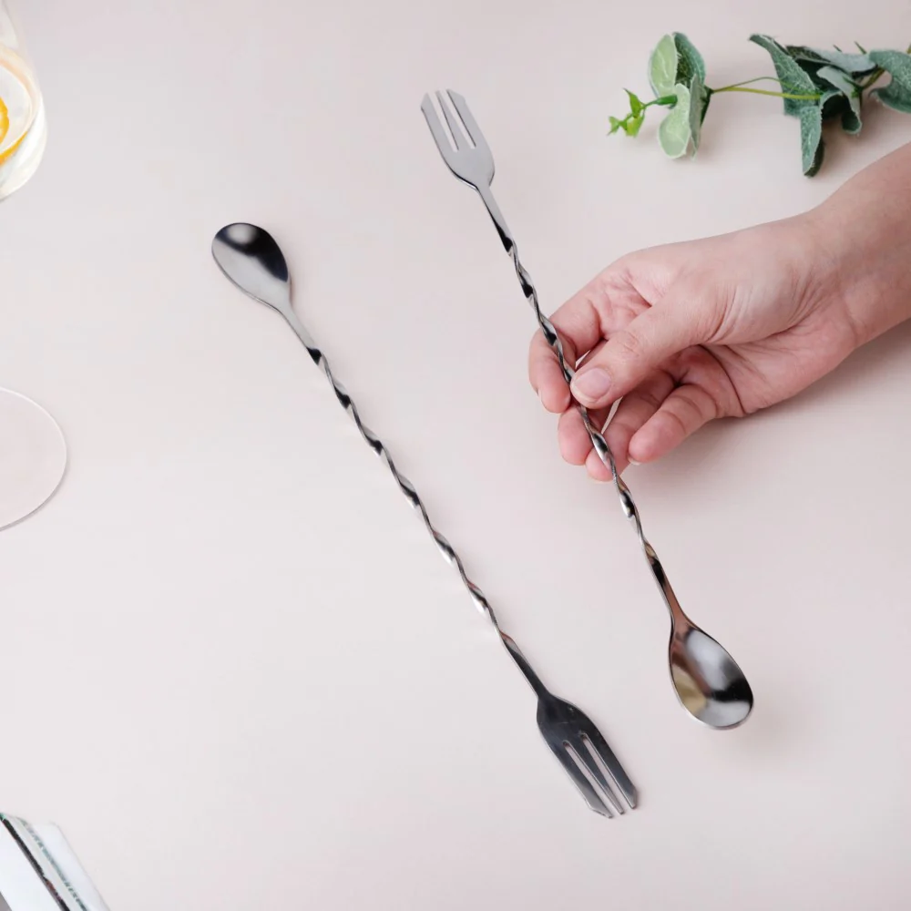 Bar Spoon With Fork Silver Set of 2 - Image 2