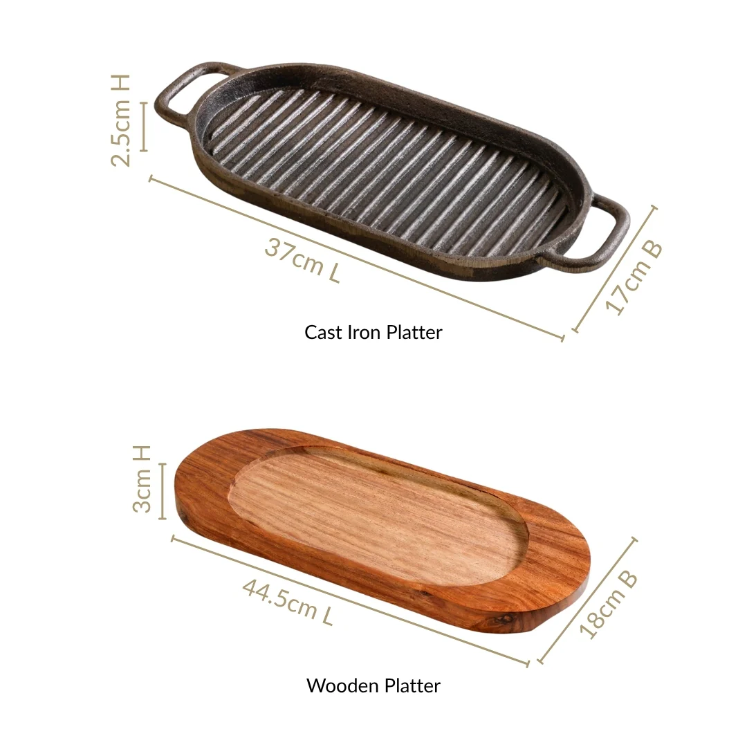 Barbecue Grill Plate With Seesham Wood Base - Image 4