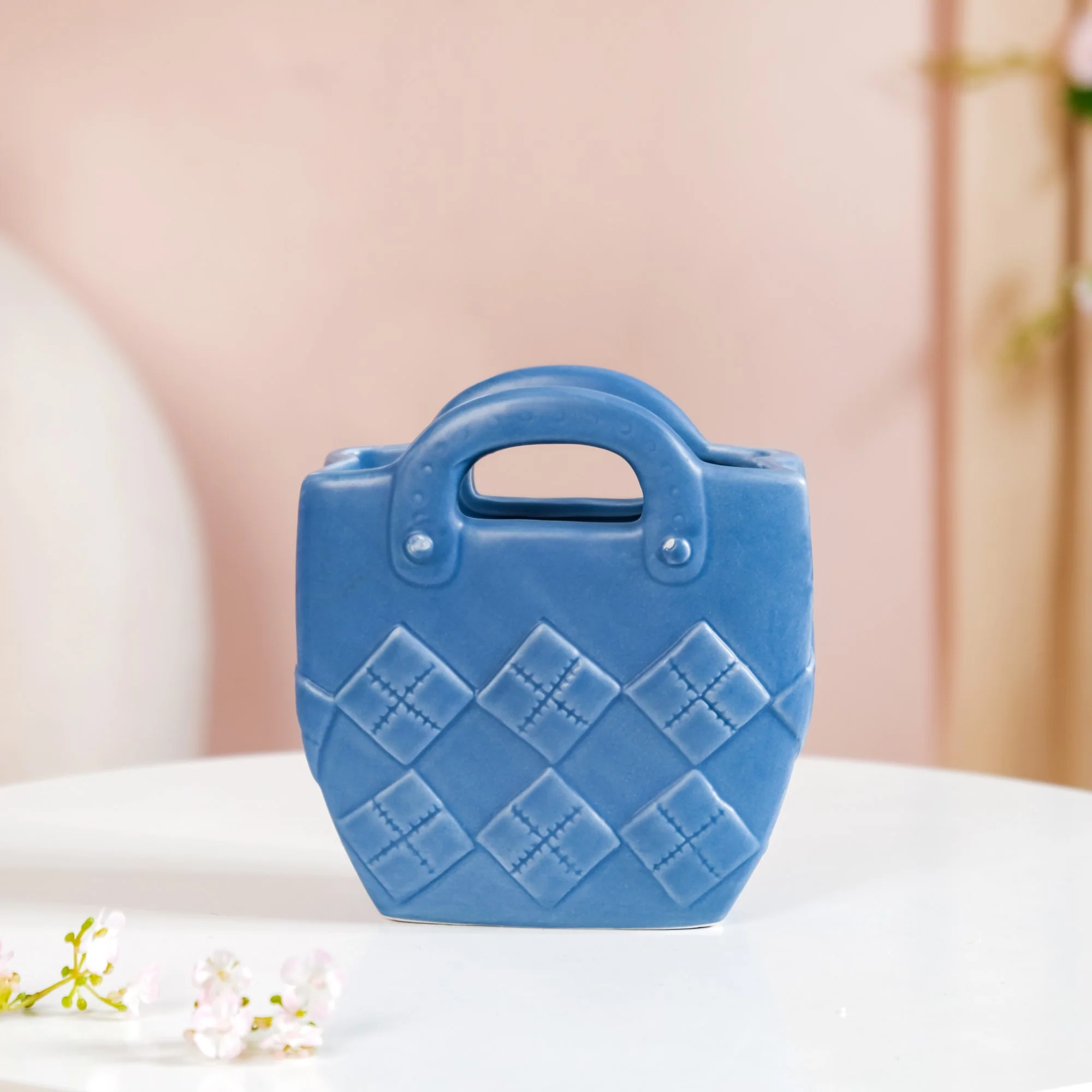 Basket Design Mini Vase For Living Room Blue - Image 10