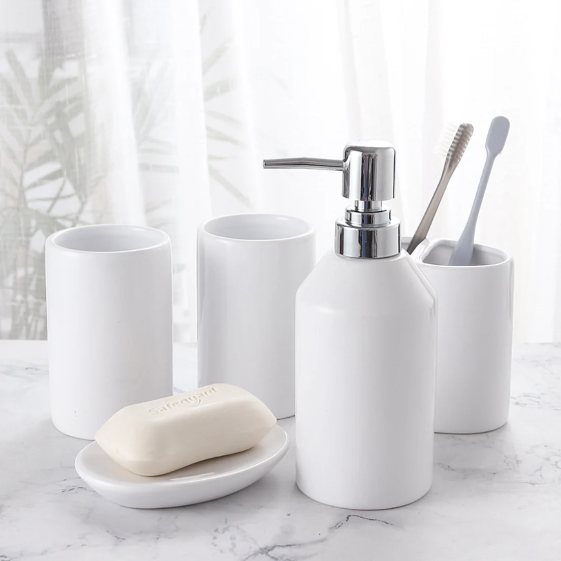 Bathroom Set of 5 White - Image 11