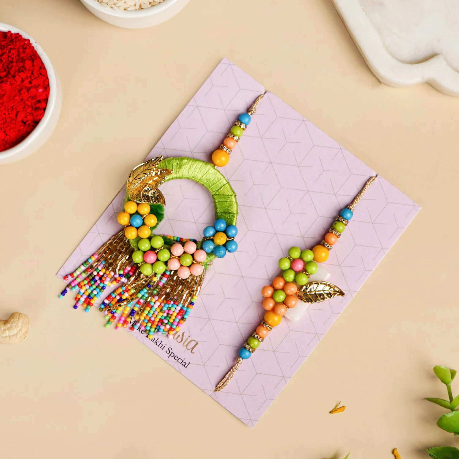 Bead And Bloom Rakhi Lumba Set - Image 6