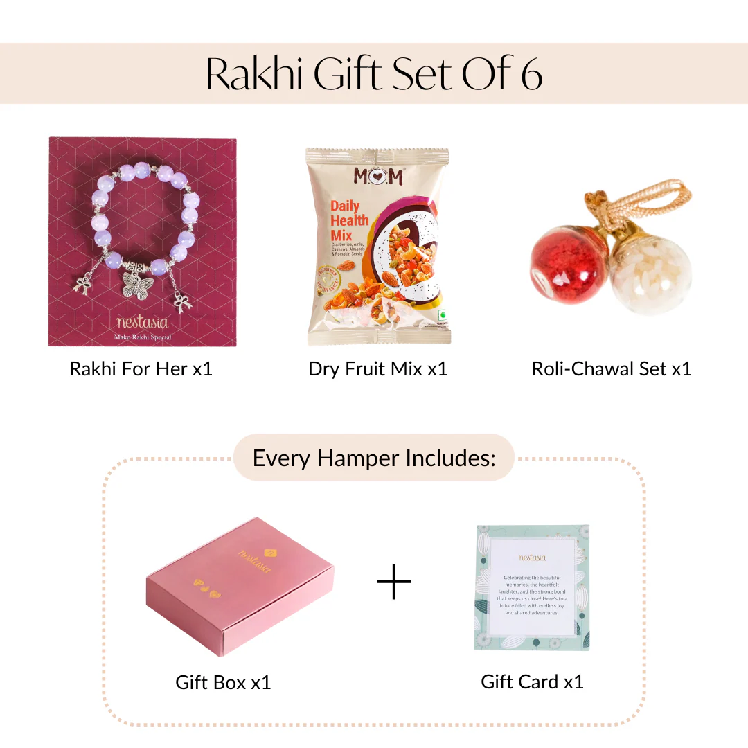 Beads Bracelet Rakhi Hamper Set Of 3 With Gift Card And Box - Image 4