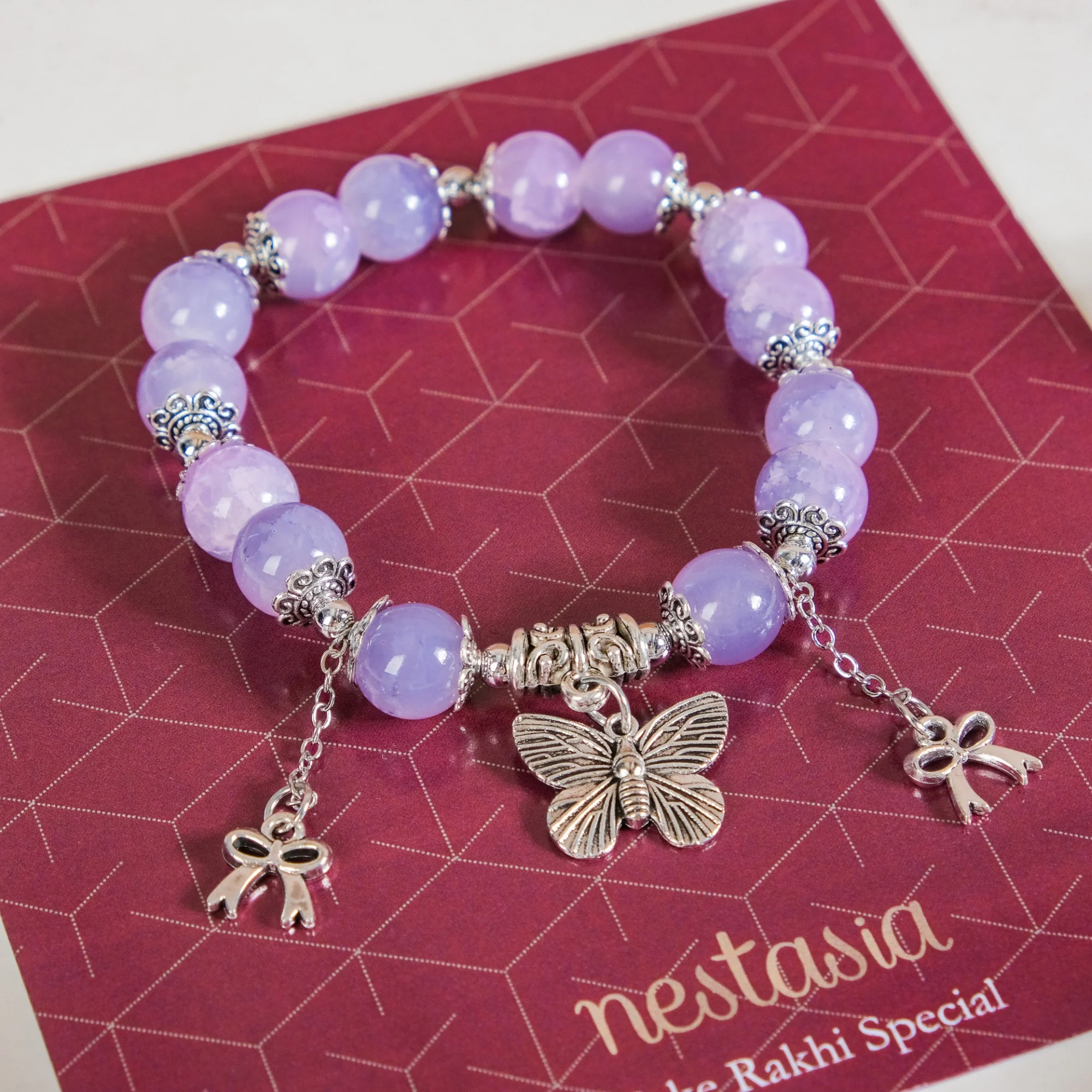 Beads Bracelet Rakhi Hamper Set Of 3 With Gift Card And Box - Image 6