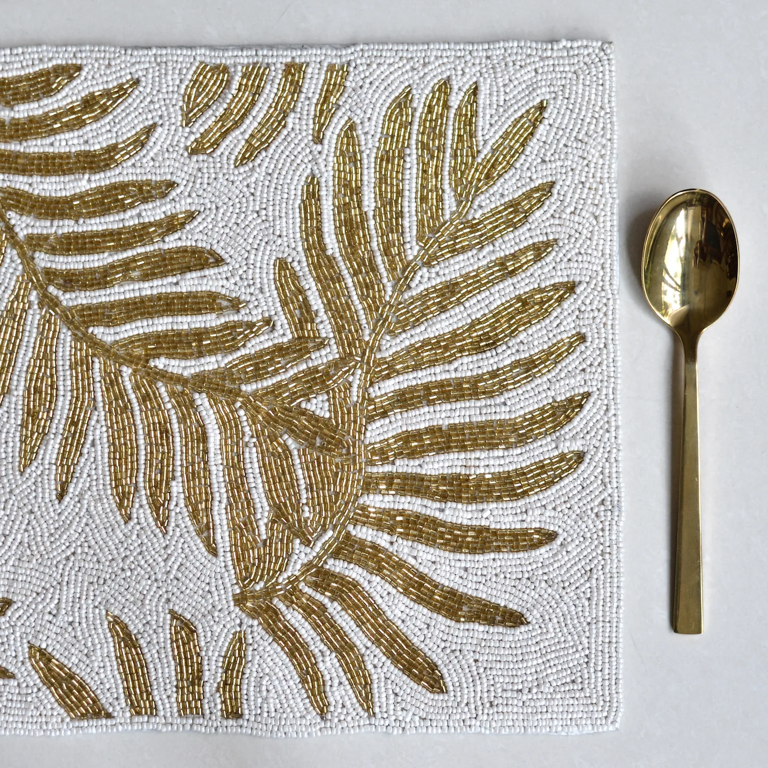 Beads White and Gold Rectangle Table Mat - Image 7