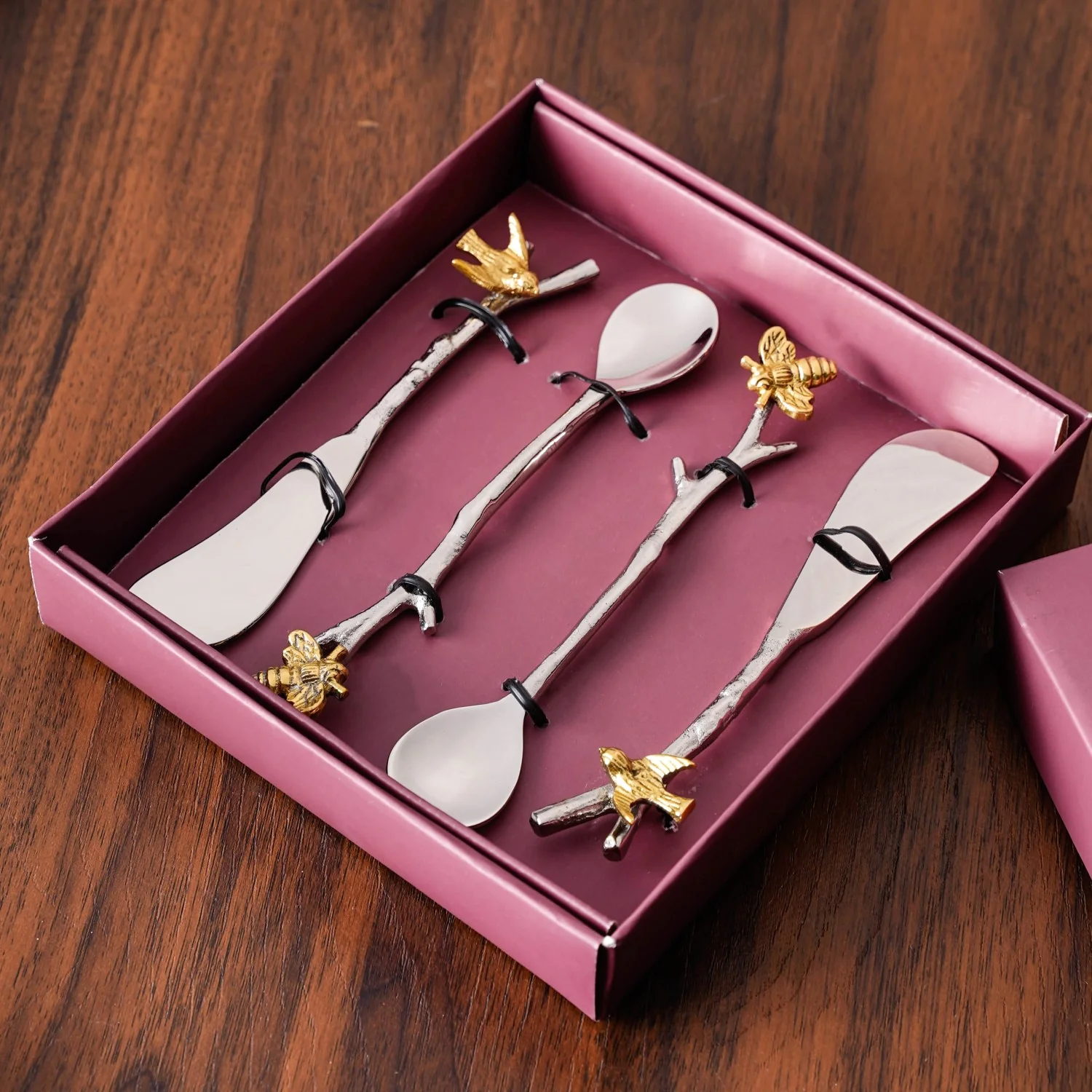 Bee And Bird Stainless Steel Cutlery Set Of 4 - Image 2