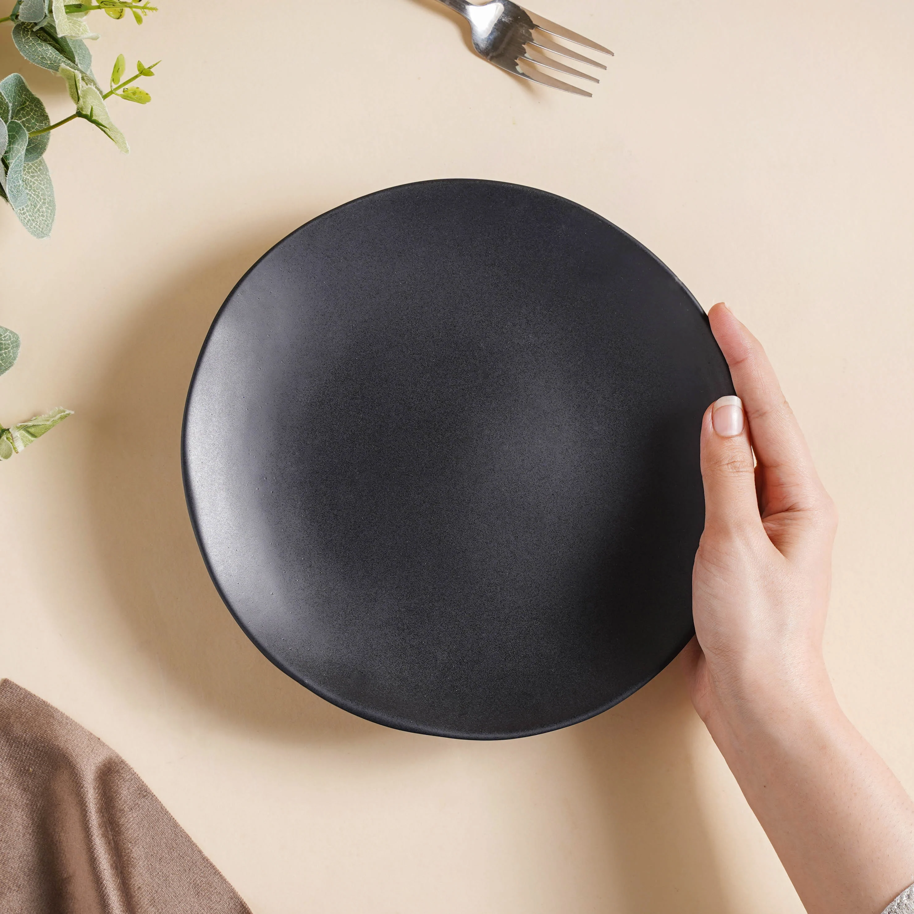 Bellinor Black Matte Snack Plate 8 Inch - Image 2